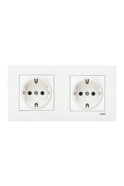 VİKO Karre White 2 Ground Socket +1 Double Frame