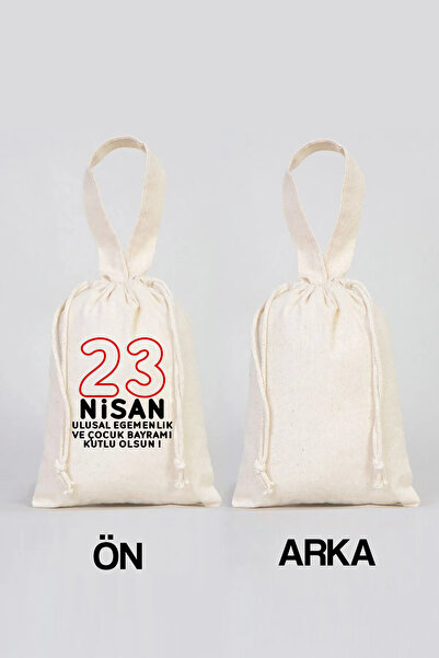 Pamusan 10 Adet 23 Nisan Ulusal Egemenlik Ve Çocuk Bayramı Kutlu Olsun Temalı Bez Kese Çanta - 15x20cm