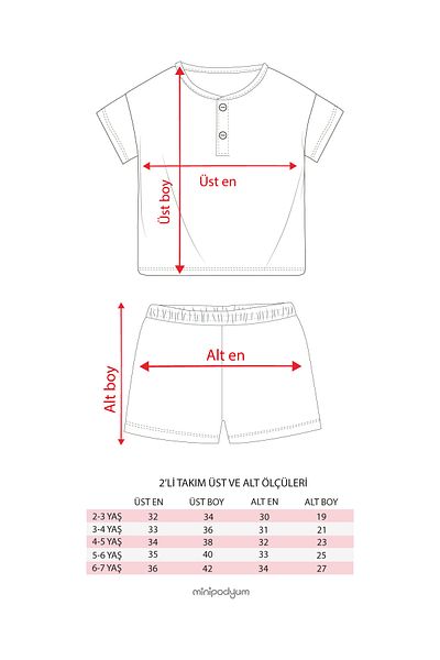 Minipodyum Oversize Patch T-Shirt Shorts Unisex Waffle Kids Summer Double Set