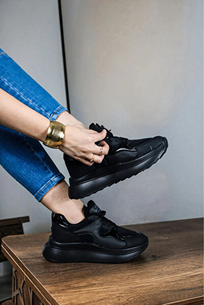 Ayakkabium 428 Kalın Taban Premium Triko Detaylı Kadın Sneaker