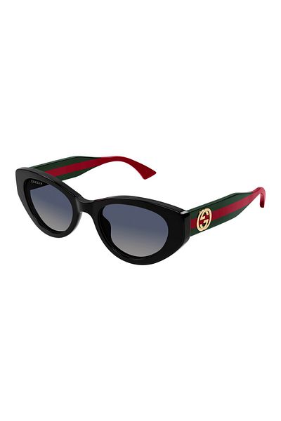 Gucci Women's Black Bone Frame Sunglasses Uv400 Smoked Lens