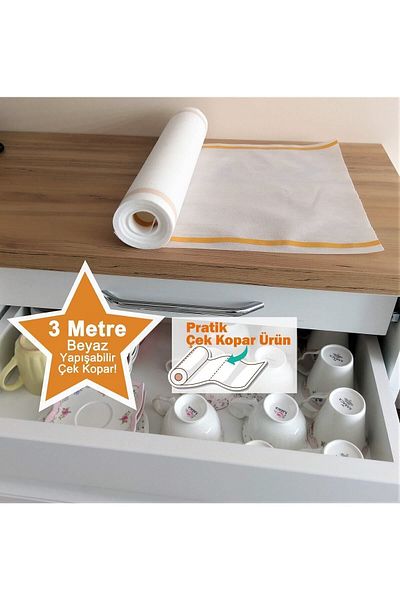 Perisfer Practical Transparent White 3m Adhesive Drawer Cabinet Organizer Shelf Cover Non-Slip Non-Slip