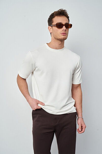 Mesfeno Modal Kumaş Regular Fit Sıfır Yaka T-Shirt