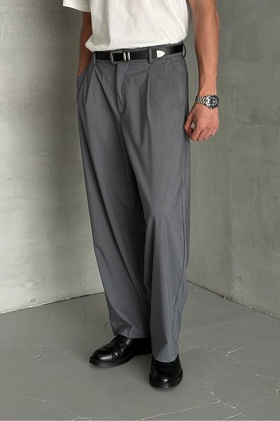 HYMAN Ανδρικό υφασμάτινο παντελόνι με πλισέ Extra Baggy Fit
