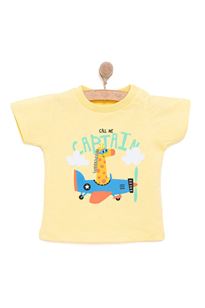ebebek Hello Baby HelloBaby Basic Erkek Pilot Zürafa Baskılı T-Shirt Erkek Bebek