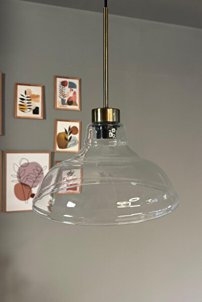 Bamyum Vishi Cam Şeffaf Tekli Avize İnce Eskitme Başlık Retro Sarkıt Lamba Restoran Salon Aydınlatma