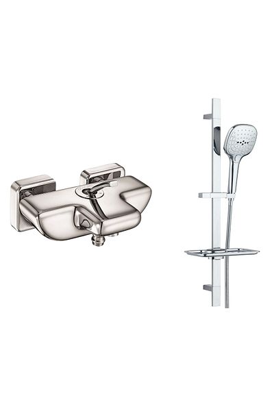 Eca Novita Bathroom Faucet T-May Ayvacık Square Spout Movable Sliding Shower Set Top Set