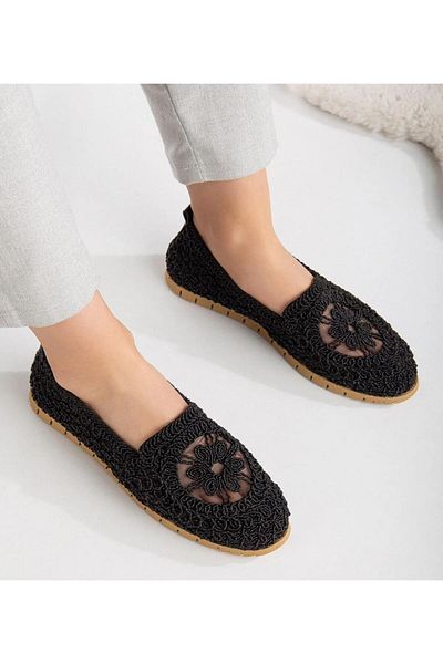 WOSSE Lace Hand-Knitted Ballet Women's Shoes Comfortable Sole Daily Shoes