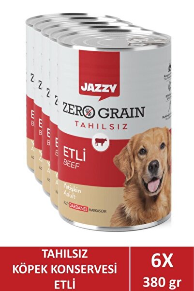 JAZZY Zero Grain Yetişkin Köpek Etli 380 gr X 6 Adet