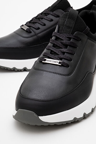 MARCOMEN Erkek Kalın Taban Bağcıklı Sneaker Gerçek Deri Mc 21323 Siyah