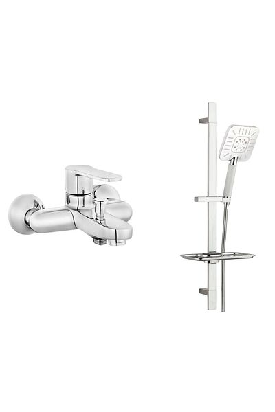 Eca Nita Bathroom Faucet T-May Çamlıca Square Spout Movable Sliding Shower Set Top Set