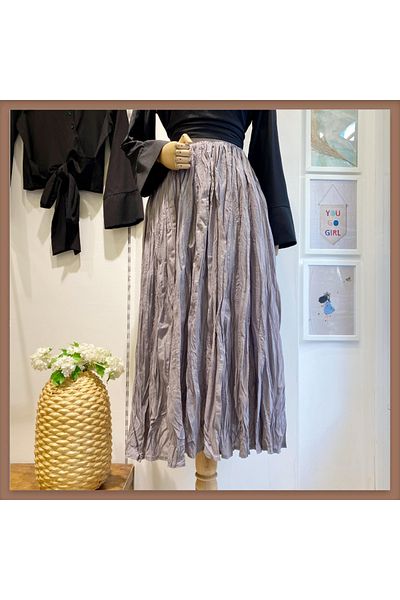 Faya Boutique Fusta de in model gri șifonată