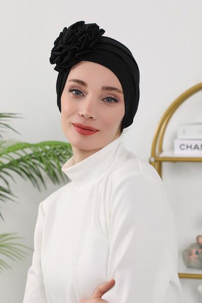 Aisha's Design Χειμερινό καπό με τριαντάφυλλα, B-21O, Μαύρο