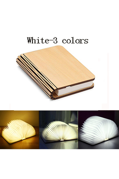 Choice كتاب إضاءة LED أبيض قابل للطي بثلاثة ألوان S-10x8x2 سم، كتاب خشبي مضيء...