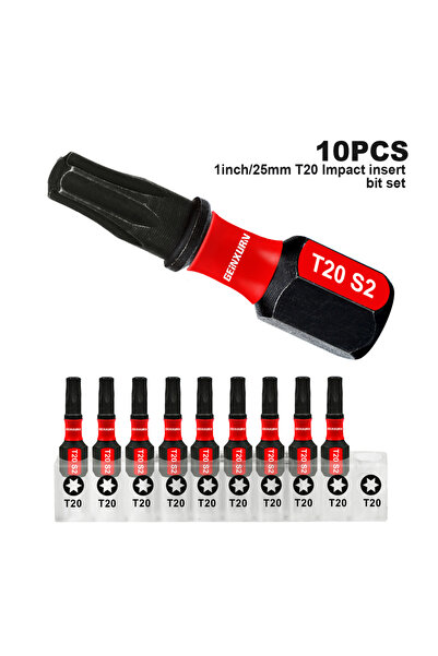 choice2 ١٠ قطع من رؤوس مفكات توركس مغناطيسية مقاومة للصدمات مقاس ١ بوصة من GE...