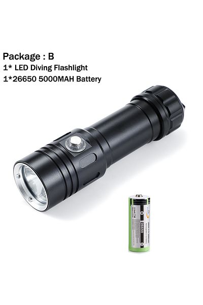 Ekaiou Lithium Ion White Light Package B Led Dive Light 2000 Lumens L2 Diving Flashlight Ip68 Water