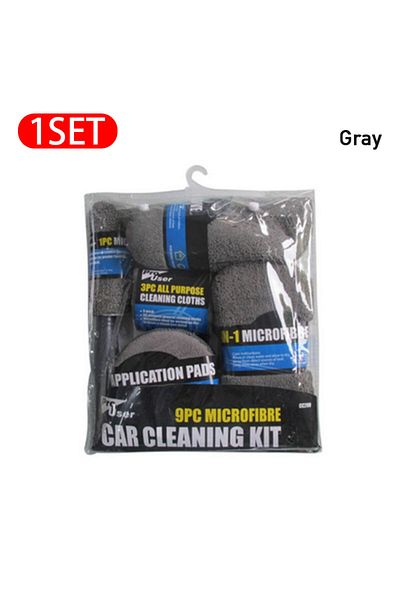 Choice Gray 9pcs 9pcs Car Wash Cleaning Kits Microfiber Towels Blush Sponge Wash Glove Polish Care Applicat