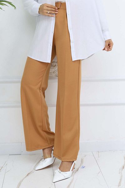 benguen Pantaloni Palazzo cu picioare largi Camel 3044