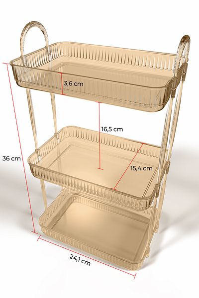 UNIQUE ME 3 Tiers Durable Polycarbonate Bathroom Organizer Organizer Bathroom Shelf Amber