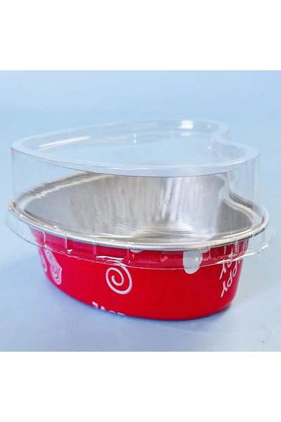 Choice Heart Red 50pcs 100ml Tin Foil Aluminum Foil Pudding Cup With Lid Heart-shaped Disposable Mini Mous