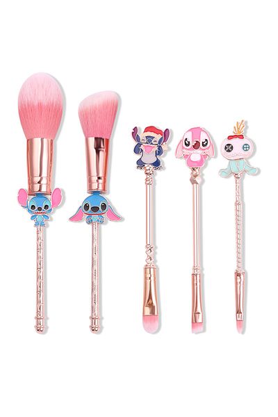 Choice Makeup Brush 5 Pcs/set Lilo and Stitch Makeup Brush Holder Cosmetic Powder Eye Shadow Foundation Blu