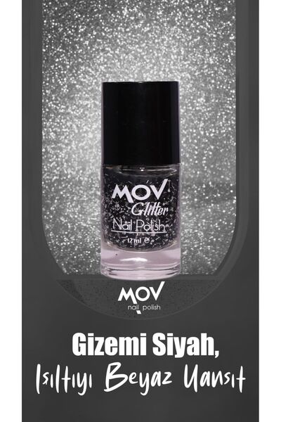 MOV Glitter Simli Oje Siyah Beyaz No:4