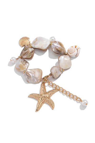 Choice gold color PuRui Bohemia Gold Color Super Large Star Pendant Bracelet Exaggerated Big White Stone Sn