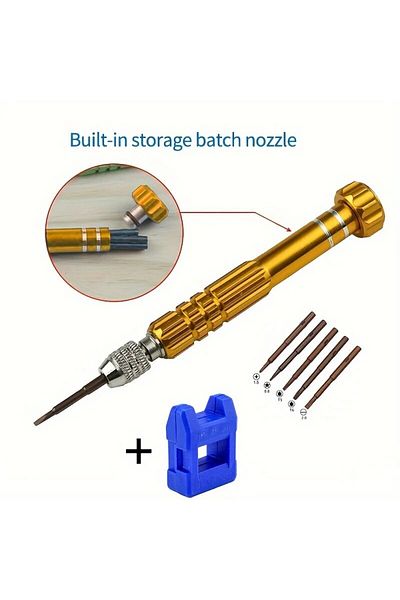Choice Gold with Magnetizer 5 In 1 Precision Screwdriver Set with Magnetizer Suitable for Glasses Mobile Ph