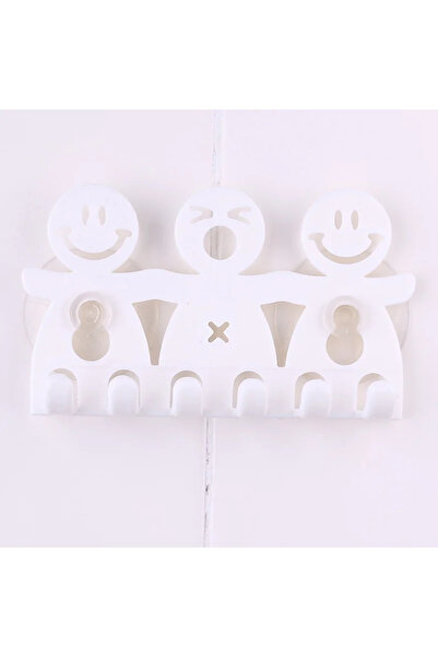 Choice حامل معجون أسنان أبيض قطعة واحدة على شكل شخص مبتسم للحمام والمطبخ وحامل مناشف فرشاة الأسنان على الحائط