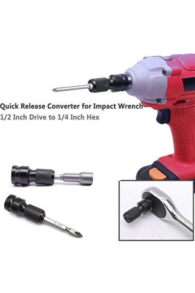 Choice Quick Release 1/2-Inch Square Drive to 1/4-Inch Hex Female Socket Adapter Converter Chuck Adaptor...