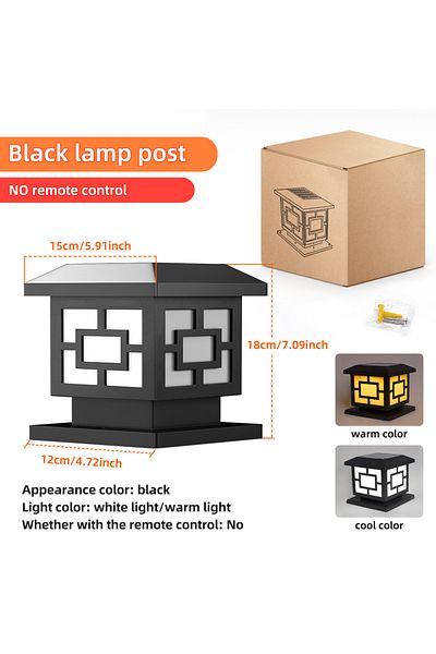 aiopp Black Outdoor Post Lights,IP65 Waterproof Solar stigma lamp,LED Bulb Included,Lawn Landscape Pillar