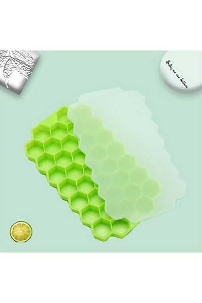 Choice Green Food Grade Silicone Honeycomb with Lids - Easily Removable Mould for Ice Cream, Cold Drinks, W