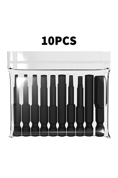 Choice 10pc 50mm set 10pc Black Imperial 1/4 Hexagonal Handle Screwdriver Head S2 Alloy Steel Strip Magneti