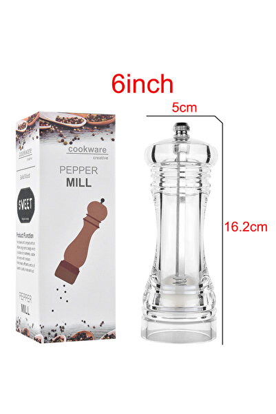 Choice مطحنة فلفل FLYMUYU مقاس 6 بوصات من الأكريليك الشفاف ومطاحن الملح والفلفل ومطحنة التوابل مع خشونة قابلة للتعديل من