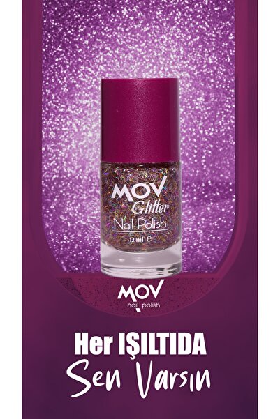 MOV Glitter Simli Oje Morlu Kırçıl No:9