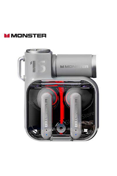 MONSTER Black Original Xkt15 Wireless Bluetooth 5.3 Earphones Tws Gaming Earbuds Rgb Flip Cover Desi