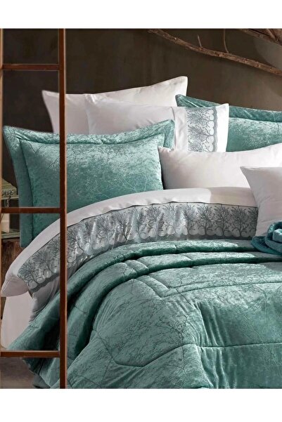 Elart Çeyiz Paketi 10 Parça (yatak örtüsü+nevresim takımı+battaniye elit  yeşil