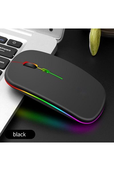 Choice ماوس ألعاب لاسلكي قابل لإعادة الشحن 2.4 جرام أسود LED محمول مريح وهادئ وساحر مناسب