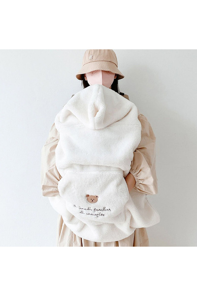 Choice بطانية أطفال قطيفة على شكل دب كرتوني مقاس 80×85 سم، بطانية مقاومة للري...