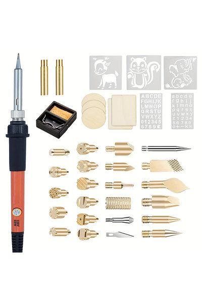 Choice With Welding Tips EU 60W Orange 37Pcs pyrography wood burning kit For Beginners, Adjustable Professi