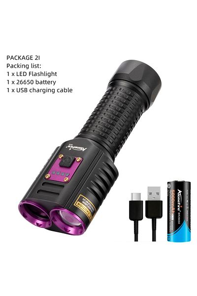 Choice 26650 Black Sv72 26650 2in1 20w Uv White Light High Power Flashlight 365nm Usb Charging Blacklight M