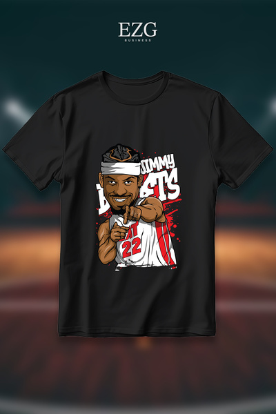 EZG Business Μπλουζάκι Jimmy Butler με στάμπα, Oversize Unisex, 100% βαμβακερ...
