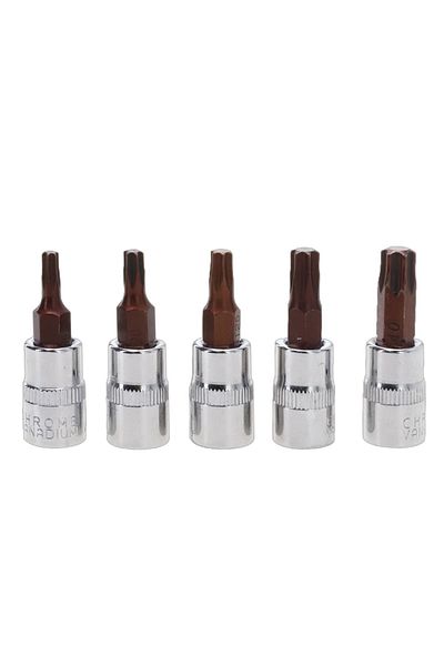 DAZZLEEX Rose 5 Pcs Torx Screwdriver Bits 1/4 Inch Drive Socket Head Tools T15 T20 T25 T30 T40 Socket Wrench