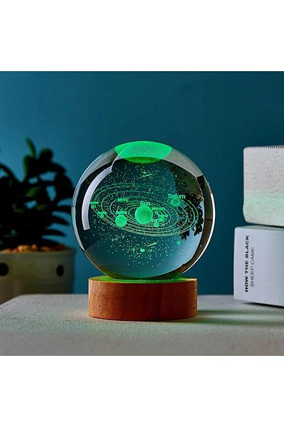 Choice USB Plug 3D Solar system laser carving Crystal ball Color night light, Birthday gift for girlfriend,
