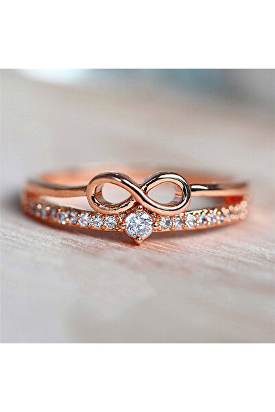 Choice 9 F1643 خاتم إصبع أنيق على شكل فيونكة من هويتان للنساء، خاتم إصبع أنيق مرصع بأحجار الزركونيا المكعبة بعلامة اللانهاية