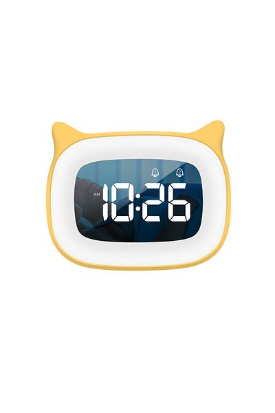 Choice yellow Music LED Digital Alarm Clock Voice Control Night Light Design Desktop Clocks Home Table Deco