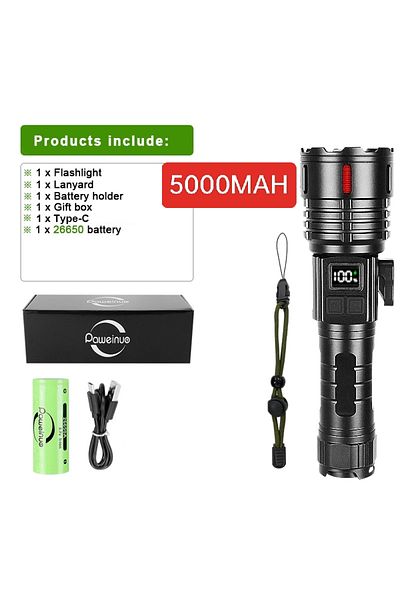 paweinuo Upgrade 5000mah Box 2024 Powerful Led Flashlight 5000mah Rechargeable Flashlight 2000m Long Range Ul