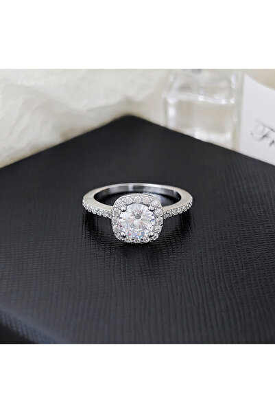 Choice 8 خاتم خطوبة فاخر من Moonso باللون الأبيض بتصميم وسادة فضية أو منتجات ...