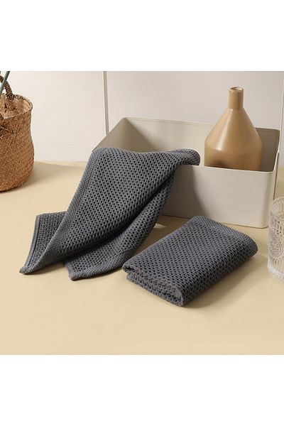 DUTRIEUX Dark Grey 1PC Cotton Dishcloth Ultra Soft Absorbent Towel Household Cleaning Cloth Kitchen Rag For W