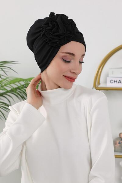 Aisha's Design Χειμερινό καπό με τριαντάφυλλα, B-21O, Μαύρο